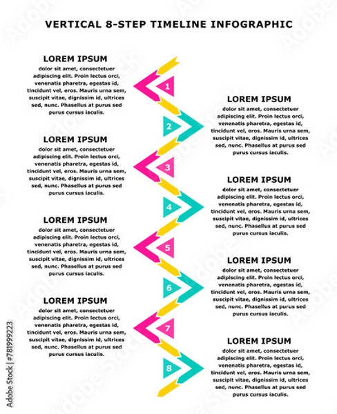 Fototapeta Vertical 8-Step Timeline Infographic