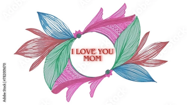 Fototapeta Hand drawn, colorful, minimal yet elegant, floral pattern background design for greeting card, banner, thank you card, seasonal greeting, post card, wall paper, fabric print, wrapping paper.