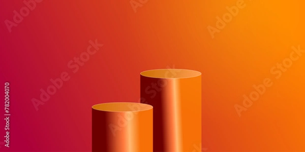 Obraz Orange podium 3d rendering 2 shape position on orange gradient color background