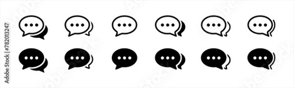 Obraz Text Message icon set in line style. Chat message symbol, Chat speech bubble, Social media message sign. Vector illustration