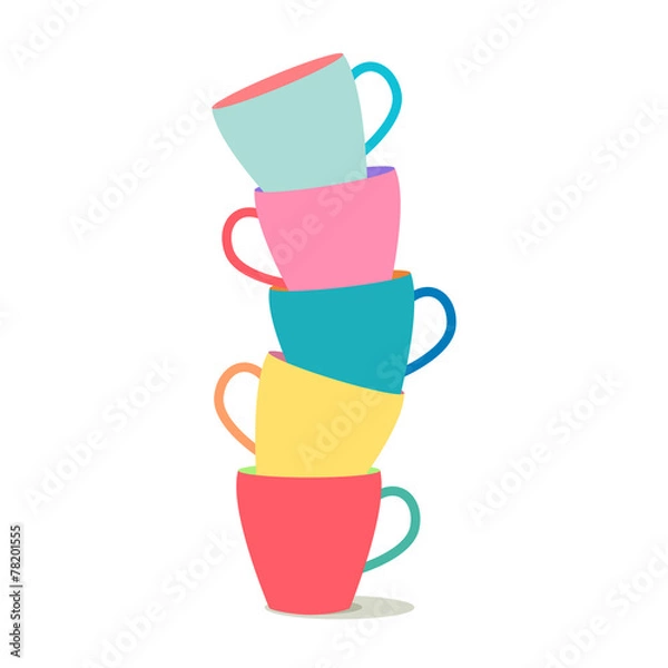 Fototapeta stack of colorful coffee cups