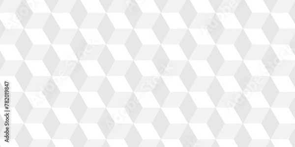 Obraz Vector minimal white cube geometric seamless background. Seamless blockchain technology pattern. Vector illustration pattern with blocks. Abstract geometric design print of cubes pattern.