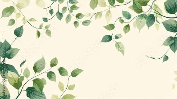 Obraz Simple Borders: A vector graphic of a border with a leafy vine pattern