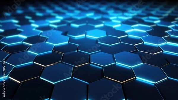 Obraz hexagonal perspective pattern blue background