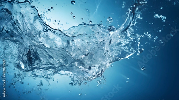 Fototapeta Digital blue splashing water abstract graphics poster web page PPT background