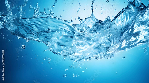 Fototapeta Digital blue splashing water abstract graphics poster web page PPT background