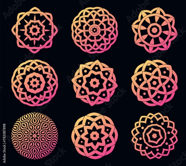 Fototapeta Abstract lace circles with patterns. Abstract floral circles
