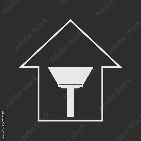 Obraz House with paint scraper. White on dark grey