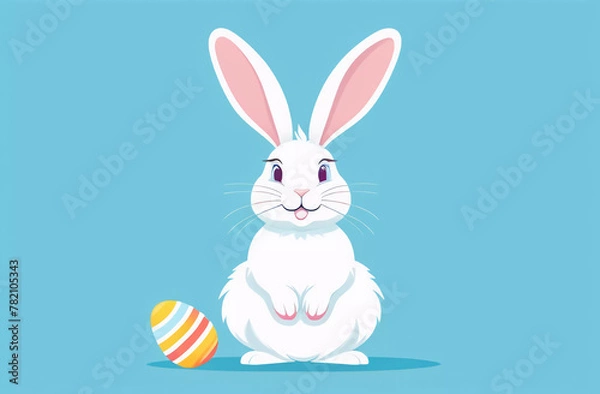 Fototapeta Happy easter background. Easter bunny and egg. Generative AI