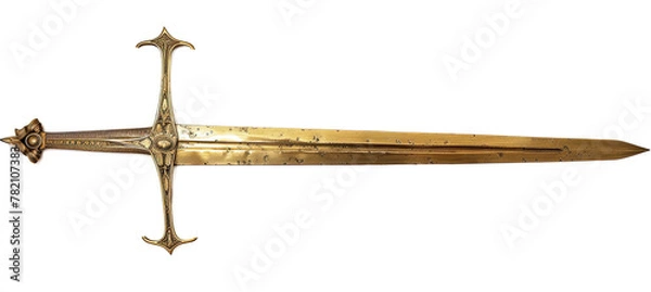 Fototapeta Golden Old Sword, isolated on white background