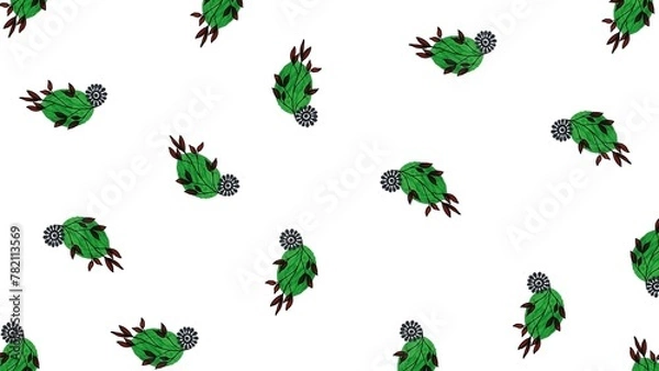 Fototapeta Hand drawn, colorful, minimal yet elegant, floral pattern background design for greeting card, banner, thank you card, seasonal greeting, post card, wall paper, fabric print, wrapping paper.