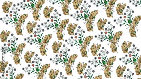 Fototapeta Hand drawn, colorful, minimal yet elegant, floral pattern background design for greeting card, banner, thank you card, seasonal greeting, post card, wall paper, fabric print, wrapping paper.