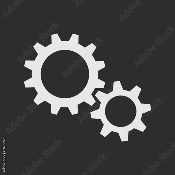 Obraz White gear wheels as logo on dark grey