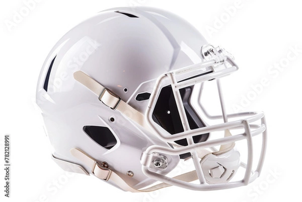 Fototapeta Side view of white football helmet