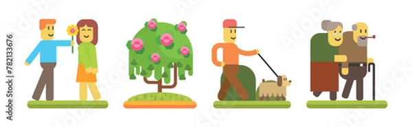 Fototapeta Park Outdoor Environment Flat Icon and Element Vector Set