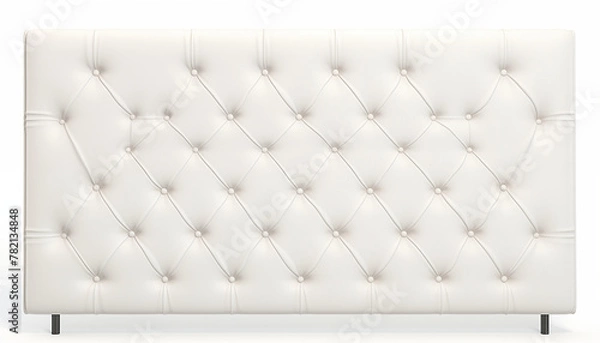 Fototapeta White tufted leather headboard isolated on white background 3D rendering