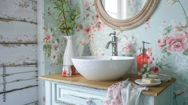 Fototapeta Tranquil Nostalgia. Creating a Shabby Chic Spa Atmosphere