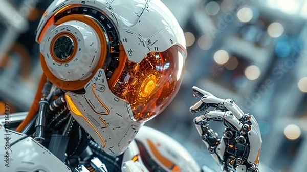 Fototapeta Advanced Humanoid Robot with Artificial Intelligence