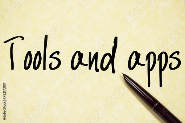 Fototapeta tools and apps text write on paper