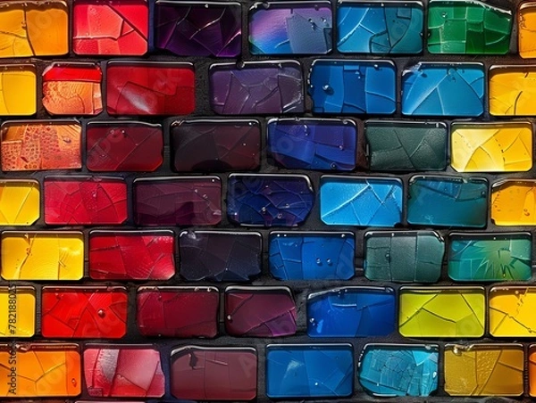 Fototapeta A colorful wall of paint with different colors.