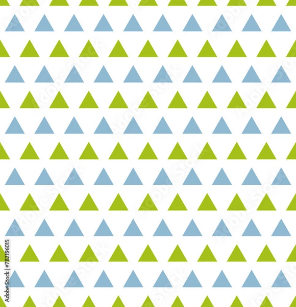 Fototapeta It is a simple, abstract, geometric and modern design background with a triangle shape pattern in a combination of green and blue. Pattern graphic used for wallpaper, tile, fabric, textile, interior.