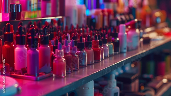 Obraz Organized and Colorful Nail Salon Station.