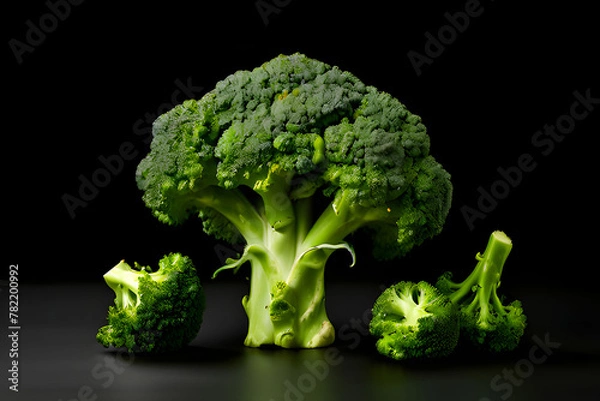 Obraz fresh broccoli on a monochrome background. Generative AI