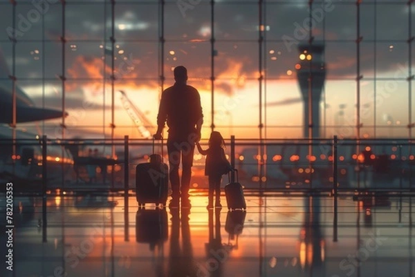 Fototapeta Local Explorations with High Tech Luggage: USB Charging Suitcases and Connected Travel Essentials for Smart Urban Adventures