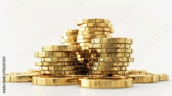 Fototapeta A pile of gold coins stacked on top of each other. Perfect for financial concepts