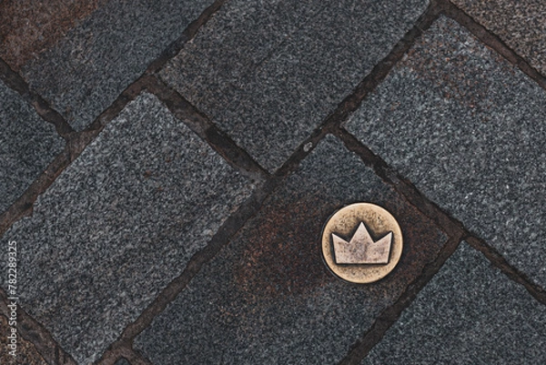 Fototapeta textured ground with a label