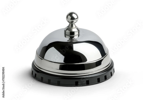 Fototapeta A silver bell with a black base, Isolated from white or transparent background