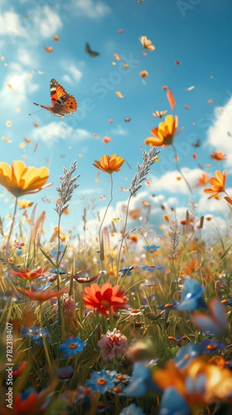 Obraz butterfly and flowers