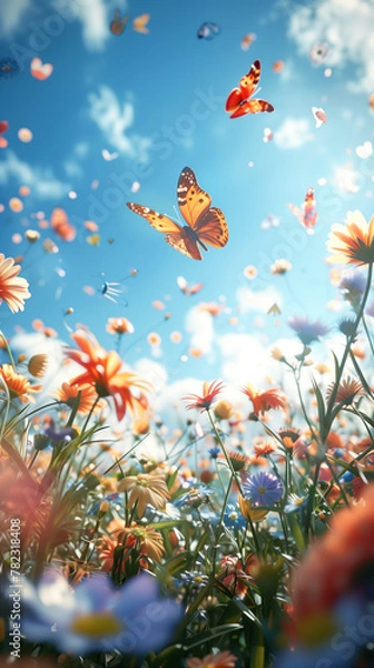 Obraz butterfly and flowers