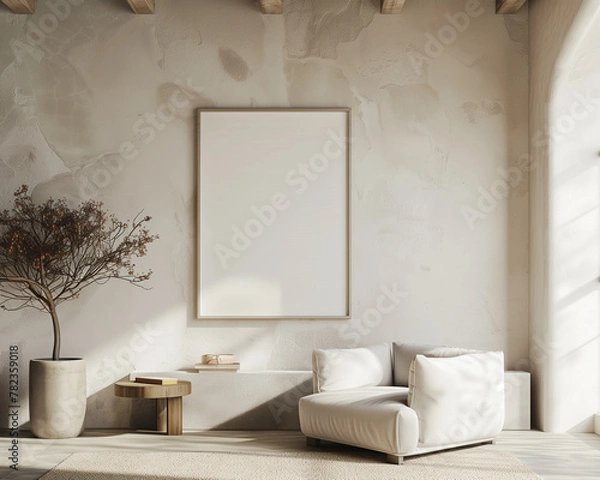 Fototapeta Mockup frame in living room interior background. 3d render.