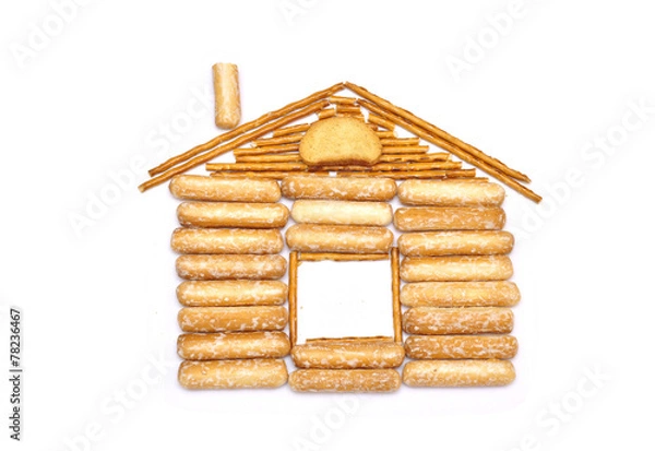 Fototapeta Gingerbread House of breadsticks and crackers