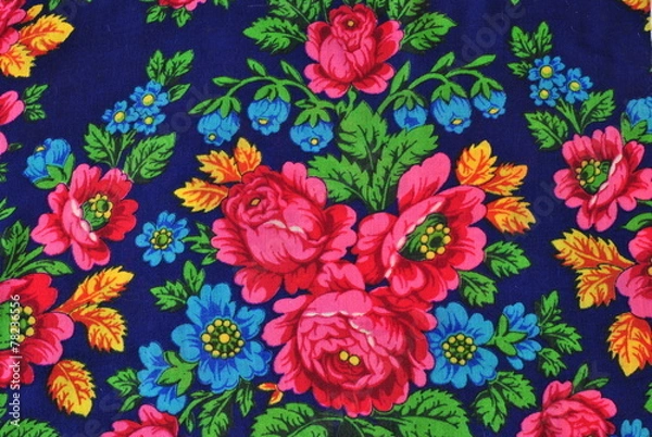 Fototapeta embroidered patterned background with large roses