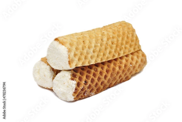 Fototapeta Crispy wafers with delicate filling