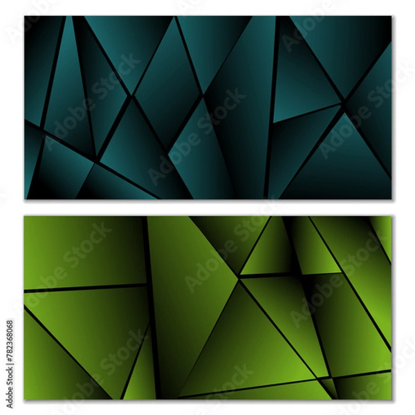 Fototapeta Abstract polygonal pattern. Set of two dark gradient polygonal backgrounds. Background design, cover, postcard, banner, wallpaper