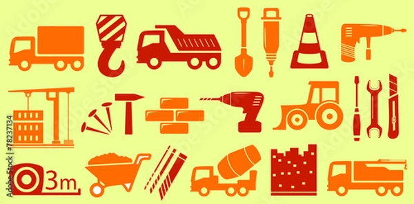 Fototapeta set isolated object for construction industry