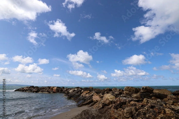 Fototapeta Rain clouds in the sky over the Mediterranean Sea.