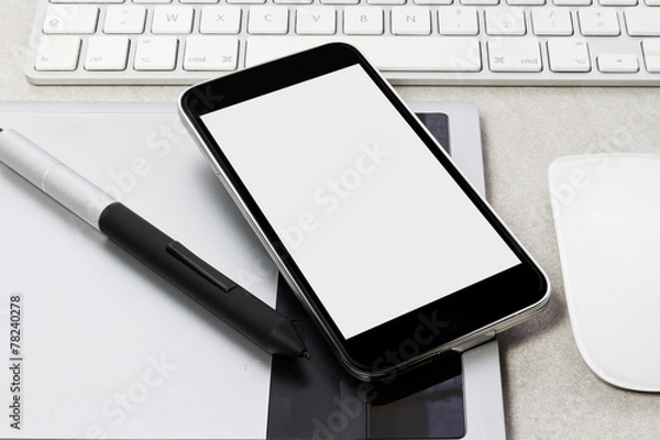 Fototapeta Tech device mock up on office background