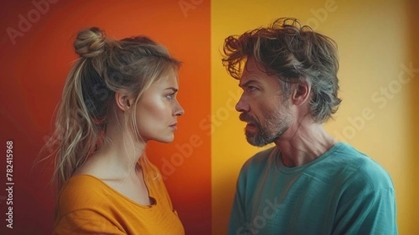 Fototapeta a man and a woman standing next to each other