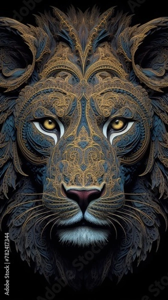 Fototapeta Mesmerizing Geometric Lion Face Composition Generative AI