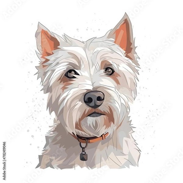 Fototapeta Gentle Westie Watercolor Artwork Generative AI