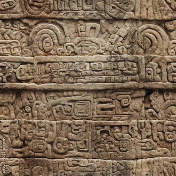 Fototapeta Seamless Aztec Stone Wall Texture Generative AI