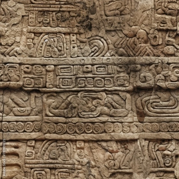 Fototapeta Seamless Aztec Stone Wall Texture Generative AI