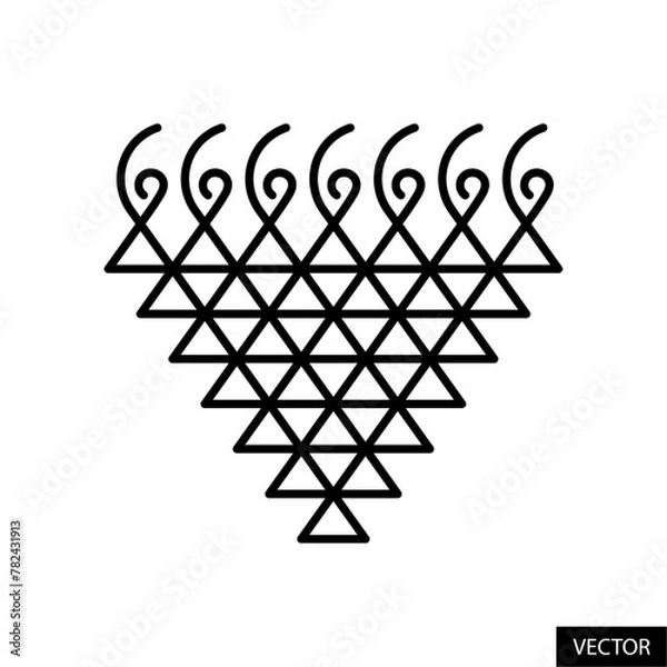 Fototapeta Saraswati devi yantra symbol, goddess saraswati yantra pattern in line style design isolated on white background. Editable stroke. Vector illustration.