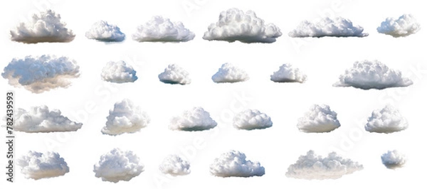 Obraz Realistic photo of clouds isolated on transparent alpha background. Perfect for graphic design projects requiring authentic cloud imagery.