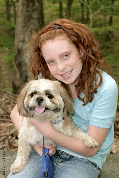 Fototapeta a girl and her dog