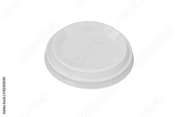 Obraz White plastic cap. Plastic lid for a cup. Plastic.